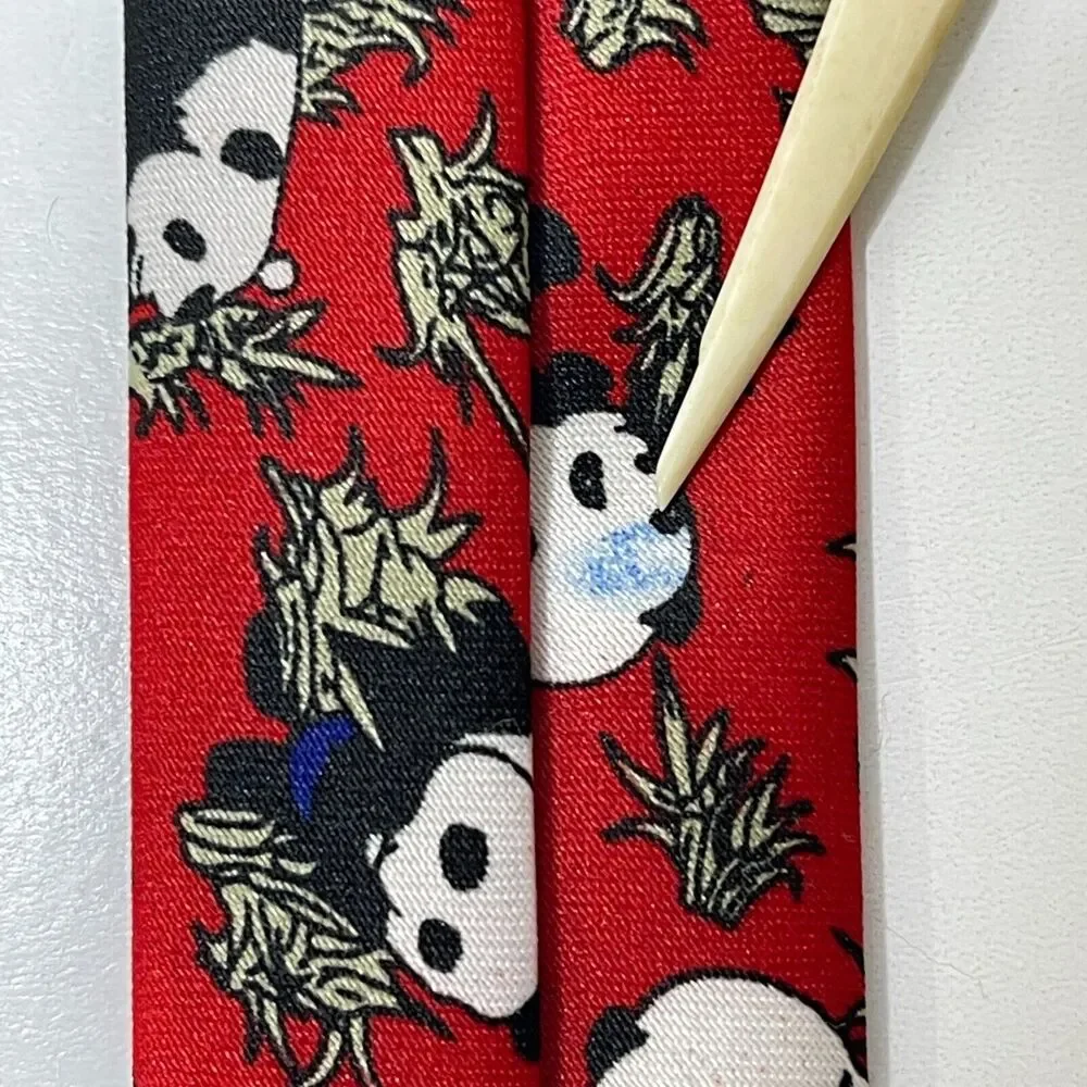 Rene Chagal Italian Design Mens Necktie Giant Panda Red Silk Classic Neck Tie